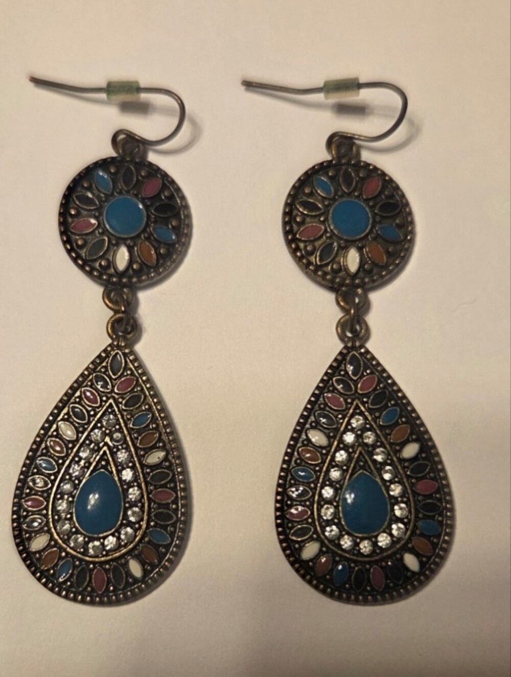 Turquoise Accent Teardrop Drop Earrings